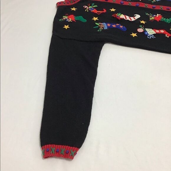 Tiara International Christmas Cardigan Sweater Size XL Holiday Sweater Stockings - Picture 4 of 15